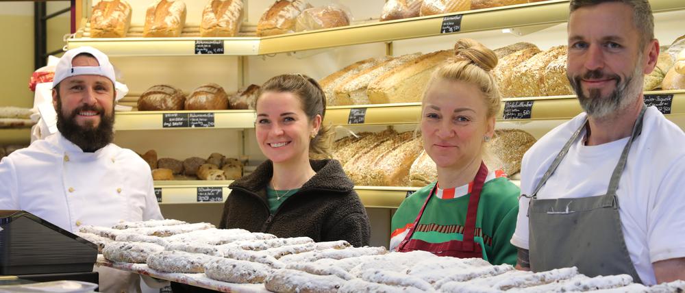 80 Jahre Bäckerei Schröter in Potsdam. Andreas Schröter, Friederike Schröter, Katharina Gericke-Schröter und Matthias Schröter (v.l.)
