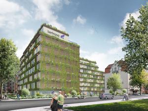 So stellen sich das Wohnungsunternehmen Berlinovo und ein Architektenbüro die Neubauten mit Studentenwohnungen vor. 