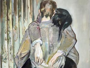 Franziska Klotz, Vorhang / catching on in secret, 2025, Öl auf Leinwand, 130 x 90 cm