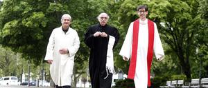 Imam Kadir Sanci, Rabbiner Andreas Nachama und Pfarrer Gregor Hohberg (v.l.) repräsentieren die drei Gemeinden des House of One.