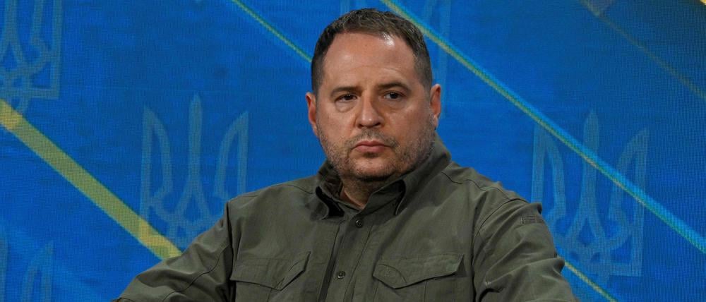 Andrij Jermak, Stabschef des ukrainischen Präsidenten, während einer Pressekonferenz in Kiew am 27. August 2024.