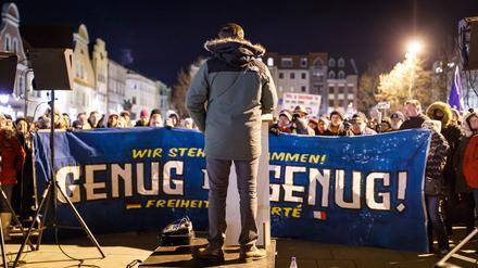Eine Demonstration des Vereins „Zukunft Heimat“ in Cottbus im Jahr 2024.
