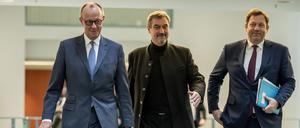 Bundeskanzler Friedrich Merz (l.), Markus Söder und Lars Klingbeil