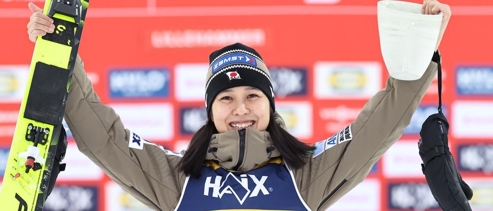 Drei Springen, drei Siege: Die Japanerin Maruyama.