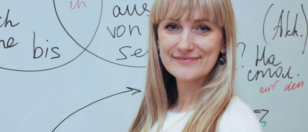 Oksana Hryb unterrichtet ehrenamtlich Deutsch. In der Ukraine war sie Englischlehrerin. 