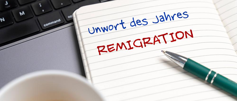 15 January 2024: Remigration, the bad word of the year 2023 PHOTOMONTAGE *** Remigration, das Unwort des Jahres 2023 FOTOMONTAGE 