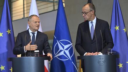Der polnische Ministerpräsident Donald Tusk und Bundeskanzler Friedrich Merz in Berlin.