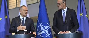 Der polnische Ministerpräsident Donald Tusk und Bundeskanzler Friedrich Merz in Berlin.