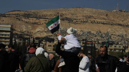 Syrische Demonstration in Damaskus für die Einheit des Landes.