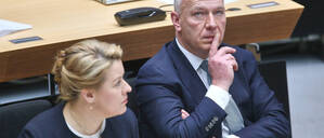 Wirtschaftssenatorin Franziska Giffey, SPD, und Kai Wegner, Regierender Bürgermeister, CDU, im Januar 2025