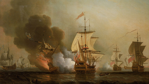 Die „San José“ in der Schlacht vor Cartagena 1708 auf einem Gemälde von Samuel Scott.