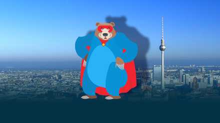 Der Berliner Bär vor der Berliner Stadtkulisse. (Tagesspiegel-Montage)