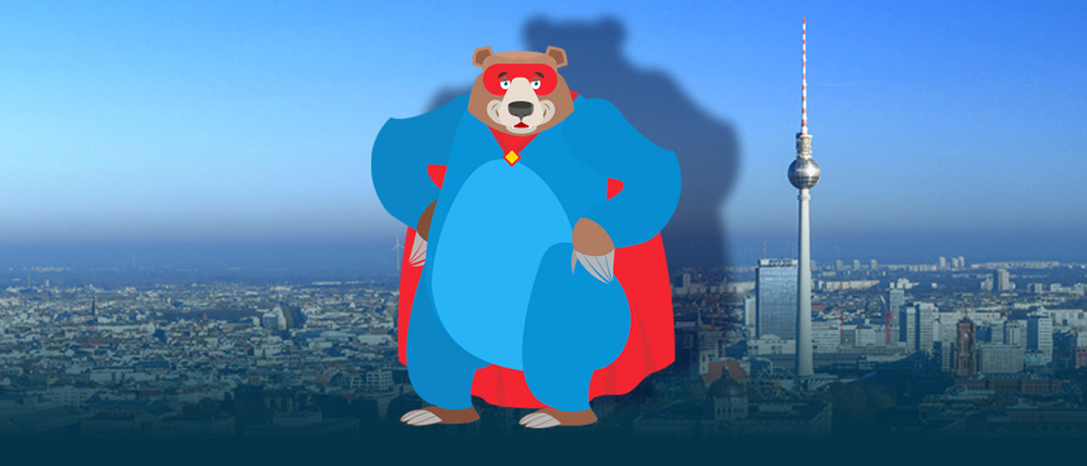 Der Berliner Bär vor der Berliner Stadtkulisse. (Tagesspiegel-Montage)