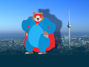 Der Berliner Bär vor der Berliner Stadtkulisse. (Tagesspiegel-Montage)