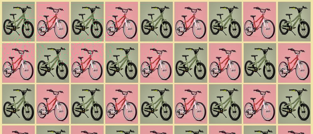 Collage zum Thema: Kinderfahrräder (Puky vs. Woom)