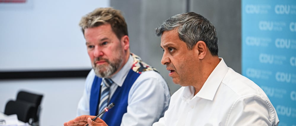 Dirk Stettner (CDU) und Raed Saleh (SPD), fotografiert am 22.Juni 2025 in Berlin