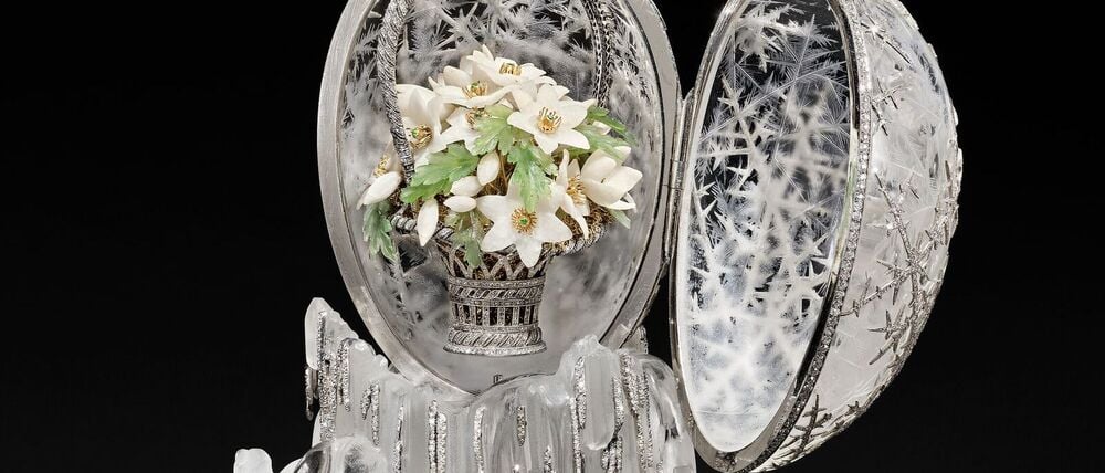 Das Winter-Ei von Fabergé bei der Auktion des Londoner Auktionshauses Christie’s.