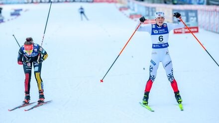 Ida Marie Hagen (r) siegte hauchdünn vor Nathalie Armbruster (l).