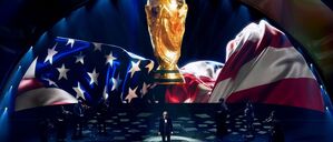 Der Sänger Andrea Bocelli tritt zu Beginn der Auslosung auf.