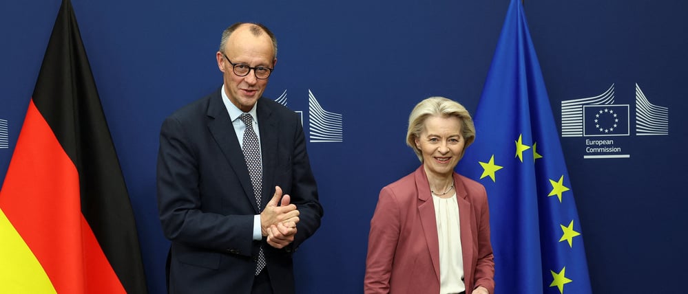 Kanzler Friedrich Merz und EU-Kommissionspräsidentin Ursula von der Leyen in Brüssel