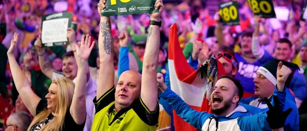 Verkleidete Fans und 180-Schilder: So sieht die WM im Ally Pally aus. (Archivbild)