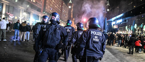 Silvester am Alexanderplatz in Berlin.