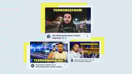 Influencer verdient Geld mit Fake-Terrorwarnungen (Bild-Collage)
