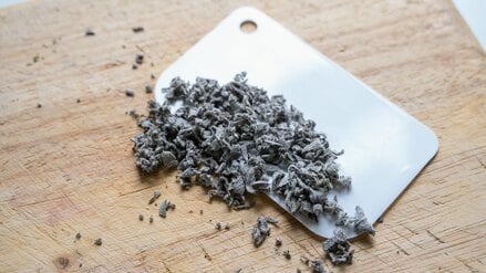 Teigschaber mit Salbei.