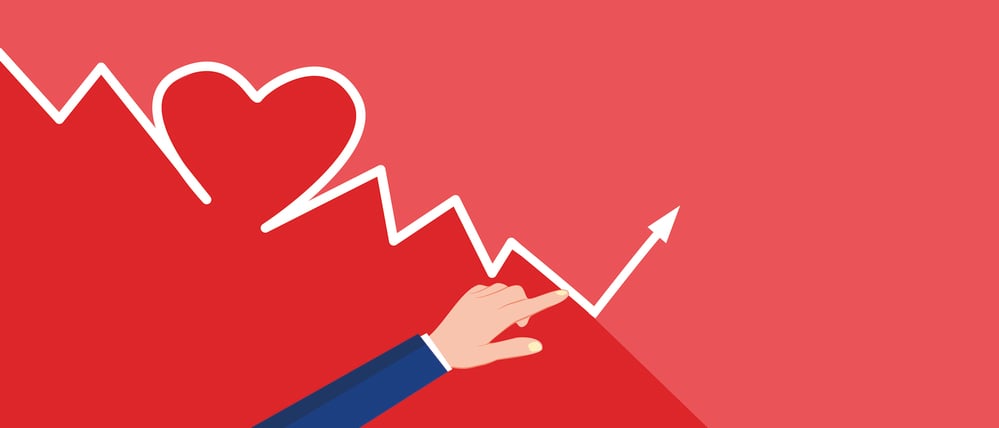 Businessman pointing to a downtrend graph. The concept of stock or business is in crisis. vector