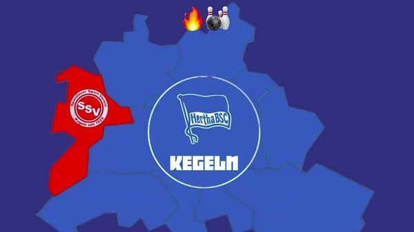 humorige Spitze von Hertha BSC gegen den Spandauer SV vor dem Derby im Kegeln