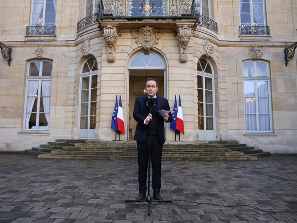 France's Prime Minister Sebastien Lecornu delivers a statement at the Hotel Matignon, in Paris, France, on November 24, 2025 after chairing a meeting with members of the government. THOMAS SAMSON/Pool via REUTERS
BEST2025