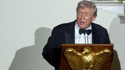 U.S. President Donald Trump speaks during the Congressional Ball in the Grand Foyer at the White House in Washington, D.C., U.S. December 11, 2025. REUTERS/Al Drago
