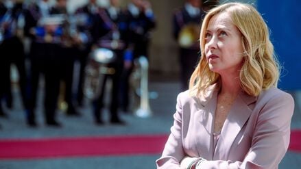 Italien, Rom: Italiens Ministerpräsidentin Giorgia Meloni im Palazzo Chigi, dem Sitz der italienischen Regierung in Rom.