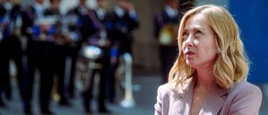 Italien, Rom: Italiens Ministerpräsidentin Giorgia Meloni im Palazzo Chigi, dem Sitz der italienischen Regierung in Rom.