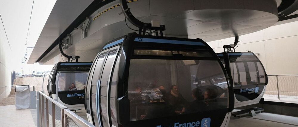 So sehen die Gondeln der ersten Seilbahn in der Metropolregion Paris aus.