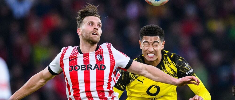 Lucas Höler (l.) traf sehenswert, Jobe Bellingham sah Rot.