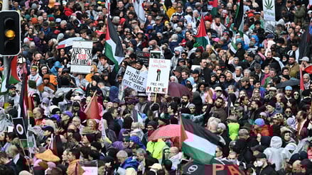 Demonstranten bei einem Pro-Palästina-Protest in Sydney.