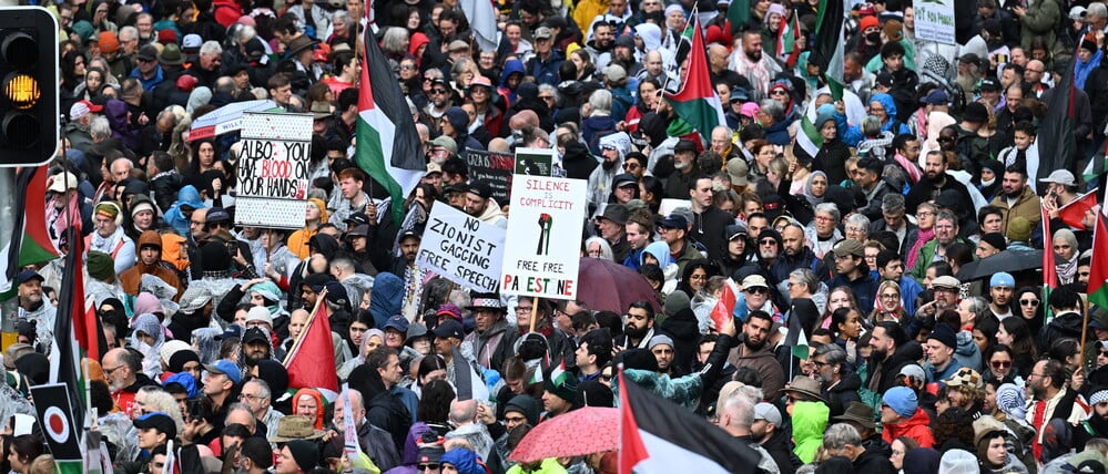 Demonstranten bei einem Pro-Palästina-Protest in Sydney.