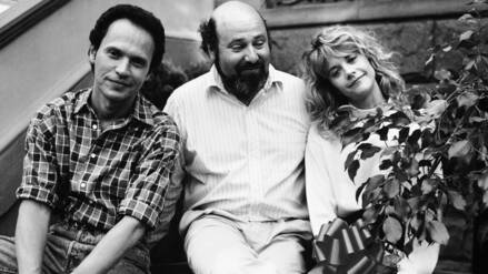 Rob Reiner (Mitte) mit Meg Ryan und Billy Crystal 1989 bei den Dreharbeiten zu „Harry und Sally“.