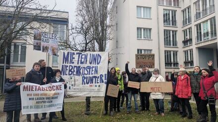 Mieterprotest an der Britzer Straße 60 in Mariendorf.