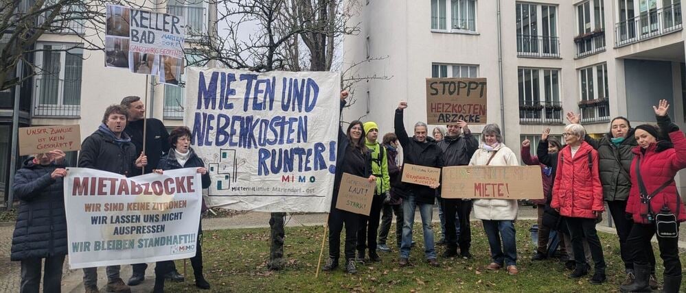 Mieterprotest an der Britzer Straße 60 in Mariendorf.