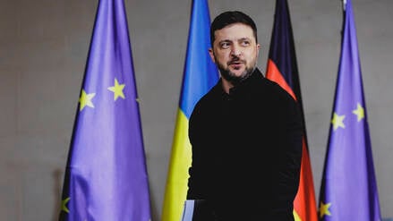 Wolodymyr Selenskyj, Präsident der Ukraine, bei den Friedensverhandlungen in Berlin diese Woche