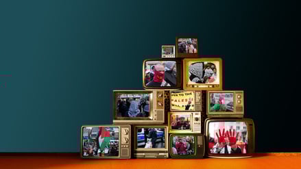 Szenen antiisraelischer Proteste in Berlin.