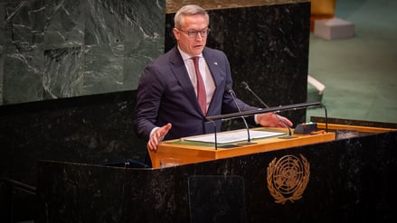 Digitalminister Karsten Wildberger (CDU) bei seiner Rede vor der Vollversammlung der Vereinten Nationen.