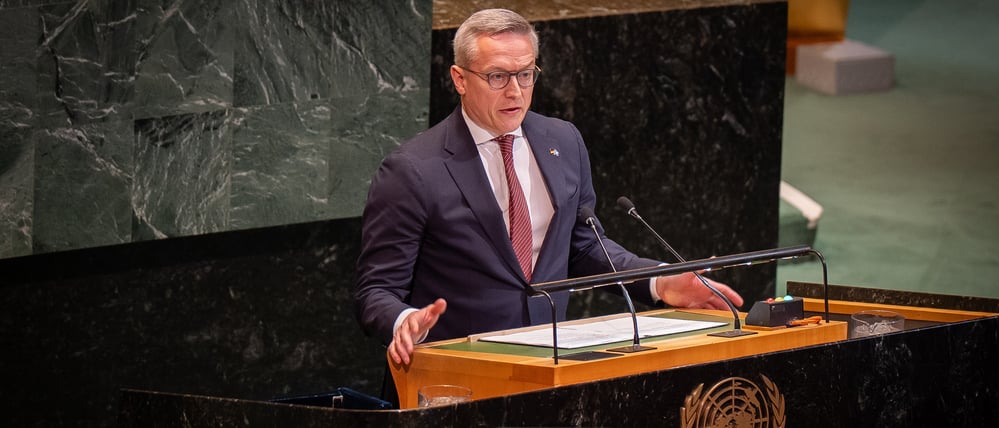 Digitalminister Karsten Wildberger (CDU) bei seiner Rede vor der Vollversammlung der Vereinten Nationen.