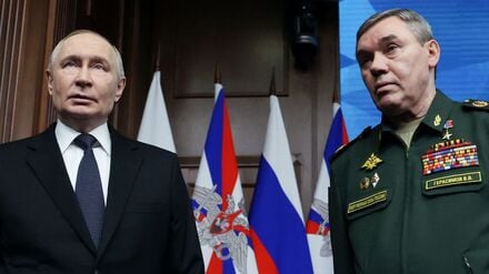 Russlands Präsident Wladimir Putin und Generalstabschef Valery Gerasimov 
