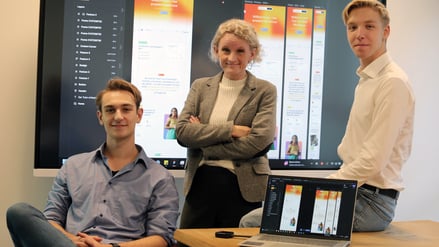 Immanuel Heil, Kathrin Lantzsch und Leander Neubronner (v.l) sind federführend bei der Entwicklung der KI-Tutor-App NeoKnow zur gezielten Abiturvorbereitung.