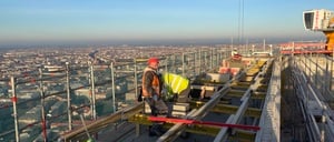 Blick vom fertigen Rohbau „The Berlinian“ Hochhaus am Alexanderplatz. 