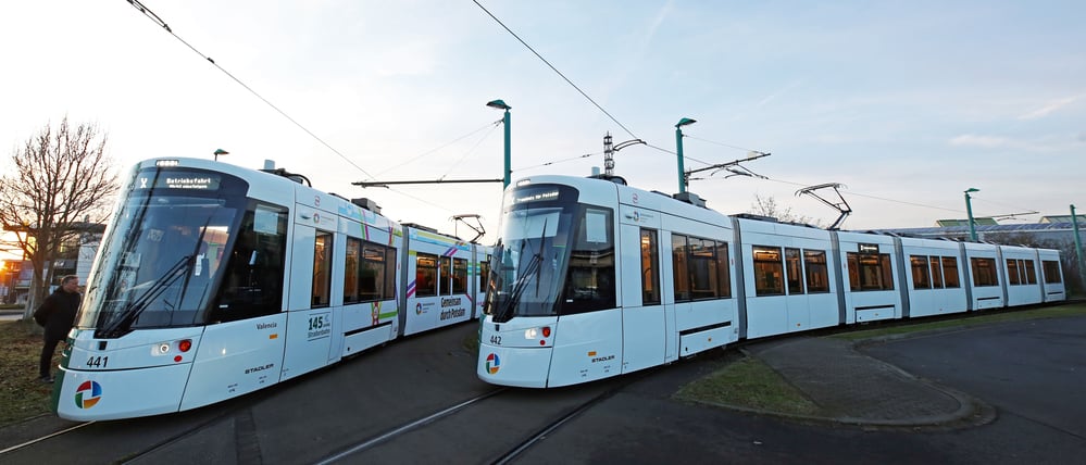Start der neuen Potsdamer Straßenbahn Tramlink in den Linienbetrieb.