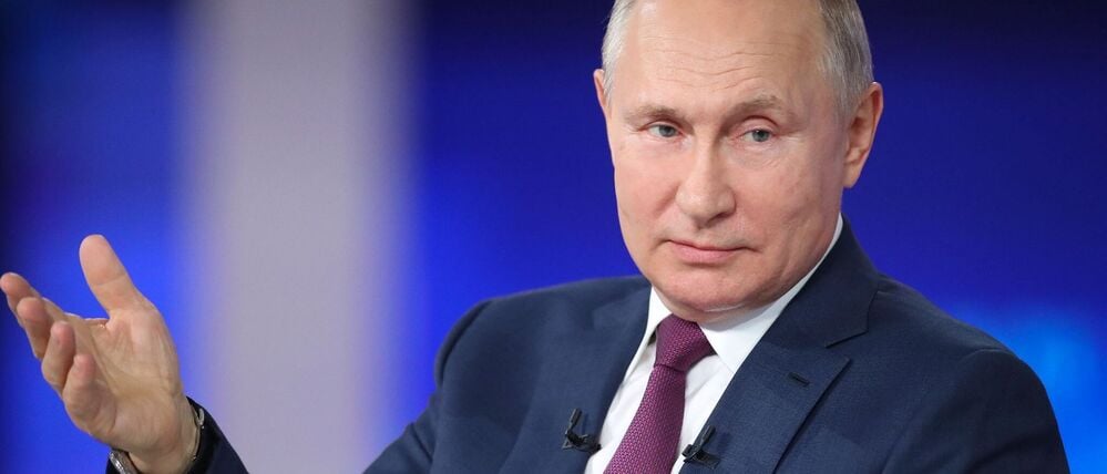 Wladimir Putin, Präsident von Russland, nimmt an der Fernsehsendung «Der direkte Draht» teil.  
